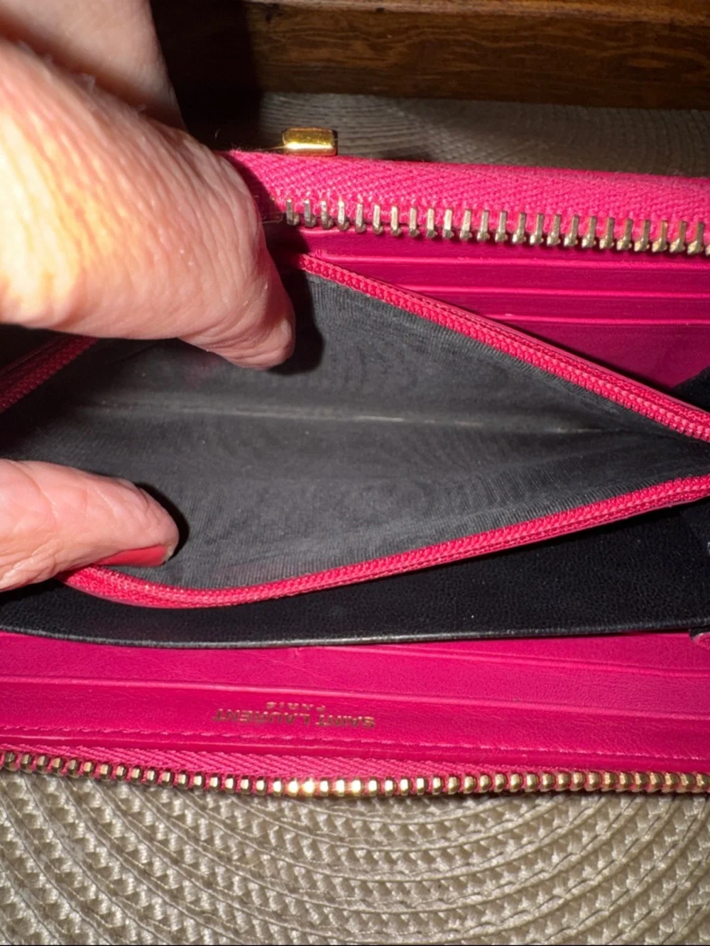 Yves Saint Laurent Fuchsia Leather Clutch with Gold Y Closure - Picture 4 of 10